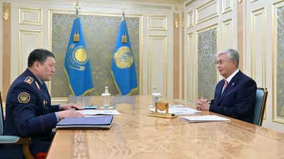 президент Касым-Жомарт Токаев, министр внутренних дел Ержан Саденов, фото - Новости Zakon.kz от 08.08.2025 16:38