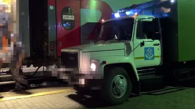 полицейская машина перед поездом из России, фото - Новости Zakon.kz от 11.08.2025 09:18