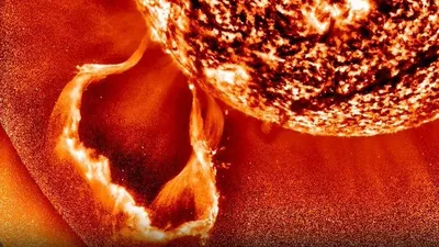 изображение выброса протуберанца с Солнца, фото - Новости Zakon.kz от 20.08.2025 14:58