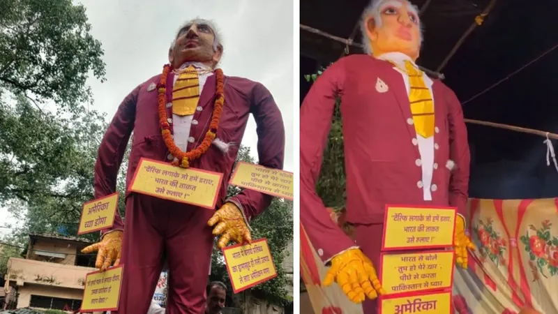 Огромное чучело Трампа прогуляли по улицам Индии во время традиционного фестиваля