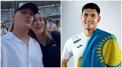 казахстанский певец Али Окапов, солистка группы "Илигай" Акерке Буркитбай, вратарь ФК "Кайрат" Темирлан Анарбеков, фото - Новости Zakon.kz от 28.08.2025 13:41