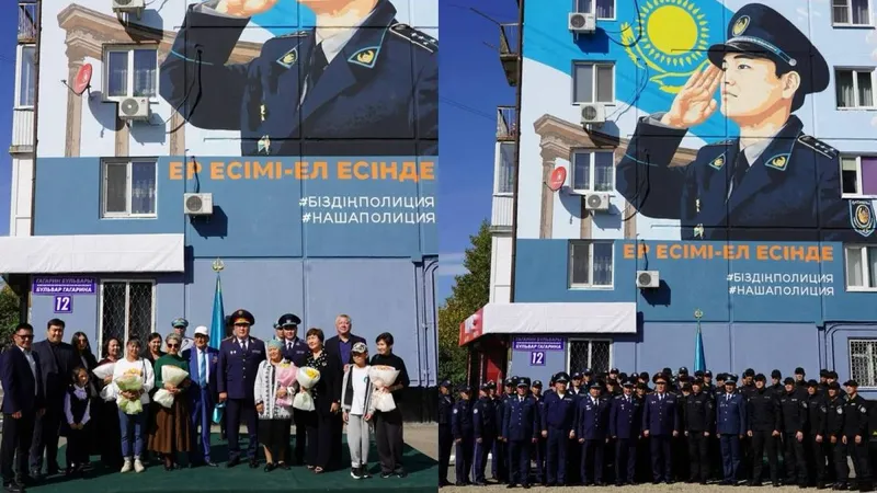 Мурал в память о погибших на службе полицейских открыли в Усть-Каменогорске