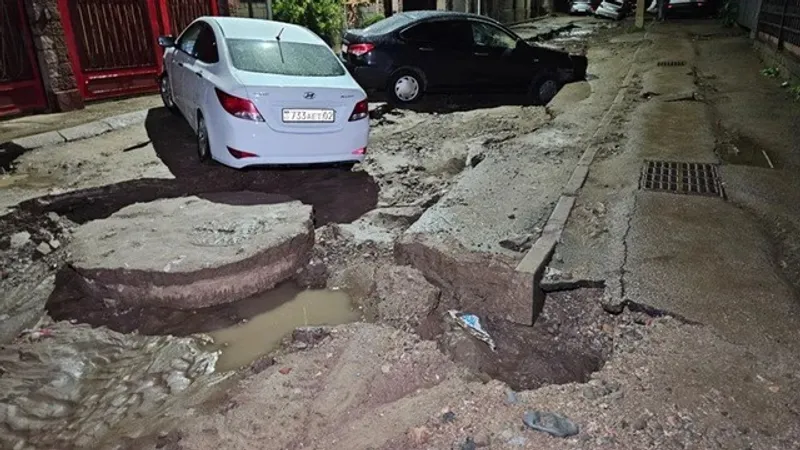 Акимат Алматы сделал заявление по улице Аманжол, в которую во время дождя провалились машины