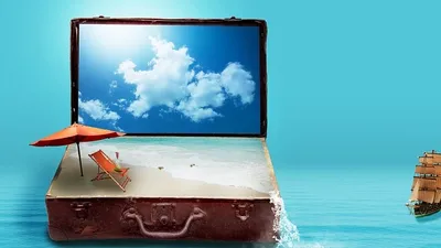 чемодан на море с пляжем, фото - Новости Zakon.kz от 17.10.2025 13:25