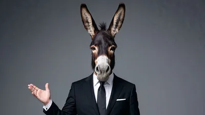 Осел, бизнесмен, ИИ, фото - Новости Zakon.kz от 19.10.2025 08:30