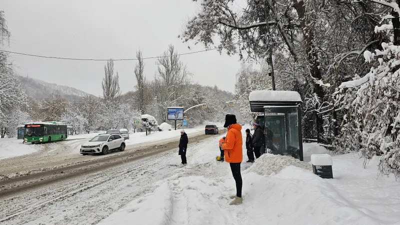 Ледяной салон и иней на стеклах: жители Алматы замерзли в автобусе