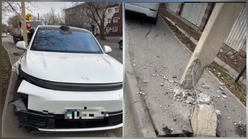 Бетонный столб "остановил" пьяную талдыкорганку за рулем Lixiang