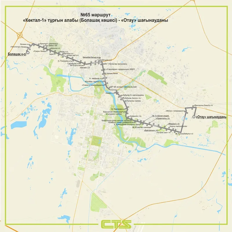 карта нового автобусного маршрута в Астане, фото - Новости Zakon.kz от 28.11.2025 16:38
