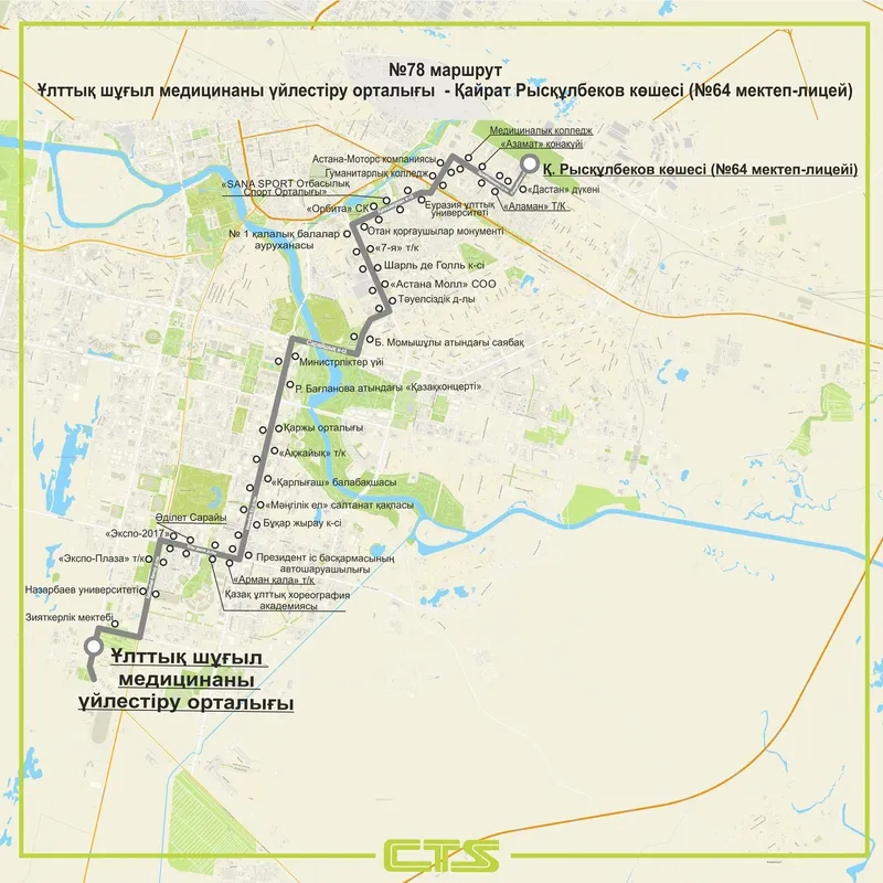 карта нового автобусного маршрута в Астане, фото - Новости Zakon.kz от 28.11.2025 16:38
