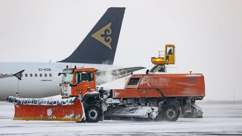 Работа наземной службы Air Astana в зимних условиях