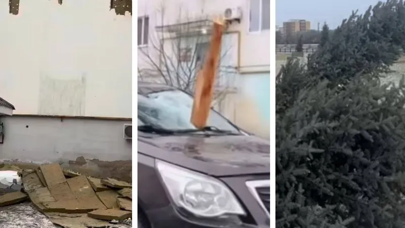 Сильный ветер в Атырау: повреждены дома, транспорт и зафиксированы массовые отключения света