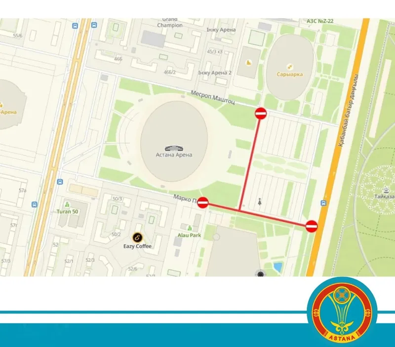 карта ограничения движения в Астане, фото - Новости Zakon.kz от 19.12.2025 13:05