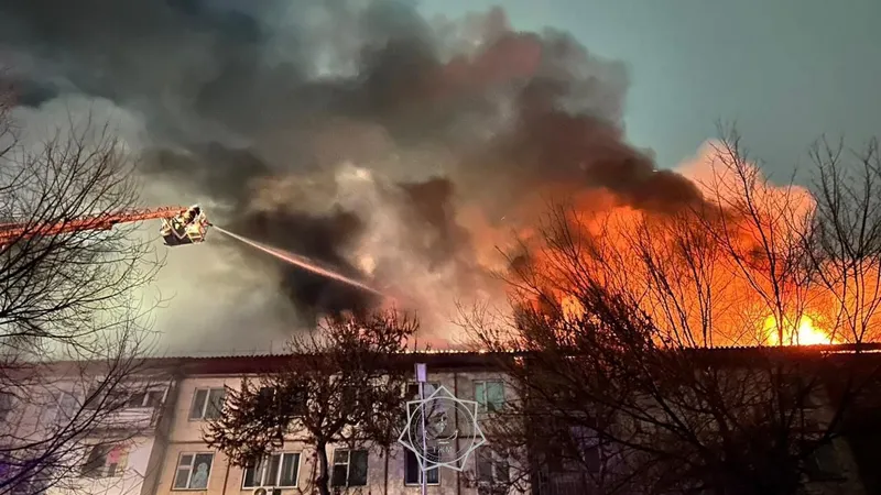 Пожар охватил 900 квадратных метров пятиэтажного жилого дома в Таразе