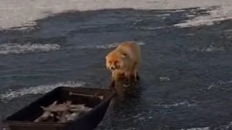 Лиса обыграла рыбаков: хитрая кража улова близ Астаны попала на видео