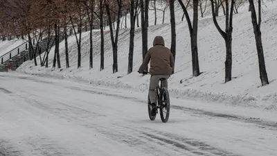 велосипедист, зима, фото - Новости Zakon.kz от 14.01.2026 17:50