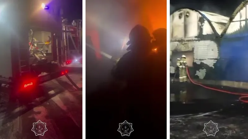 Крупный пожар охватил склады в Алматинской области