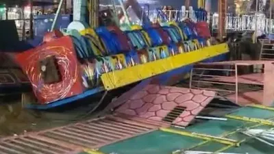 Аттракцион с людьми упал в Индии, фото - Новости Zakon.kz от 08.02.2026 05:55