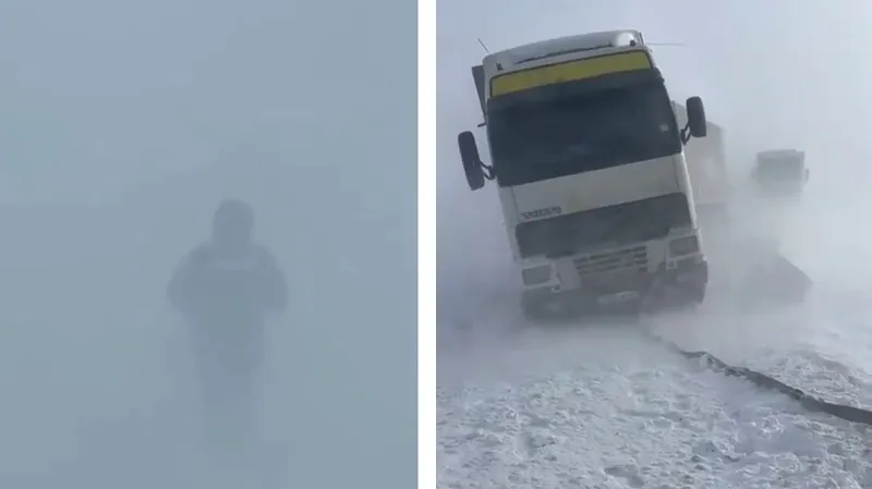 Три километра пробежал полицейский в буран ради водителей в Павлодарской области