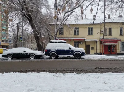 Машины стоят под снегом на проезжей части, фото - Новости Zakon.kz от 13.02.2026 15:16