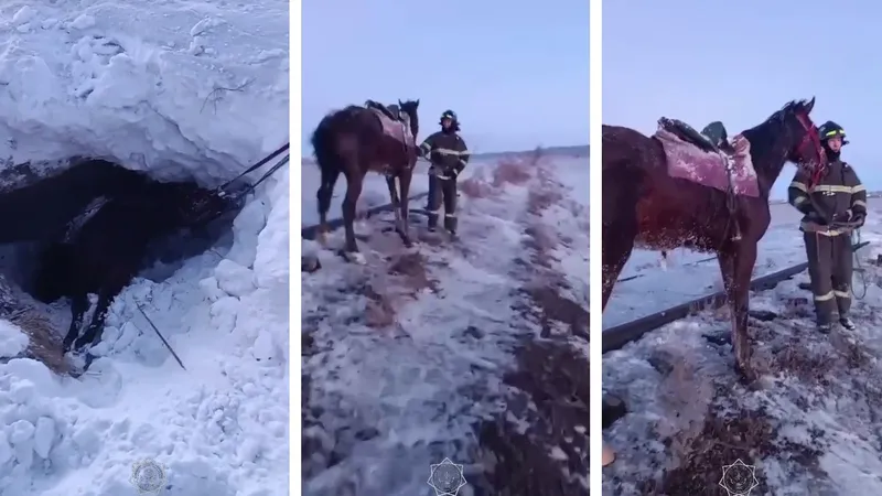 Спасение лошади в Сарани попало на видео