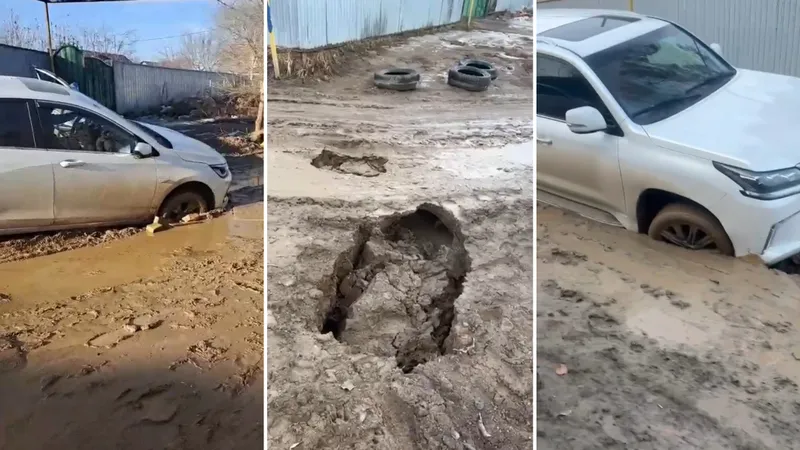 Под Алматы из-за бездорожья жители тонут в грязи