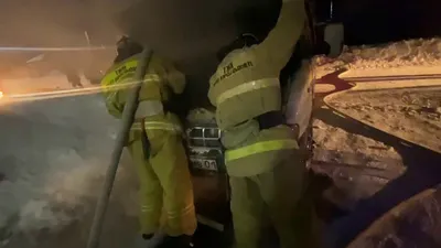 грузовик загорелся в Косшы, фото - Новости Zakon.kz от 24.02.2026 20:40