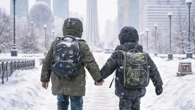 дети, снегопад, фото - Новости Zakon.kz от 27.02.2026 11:07