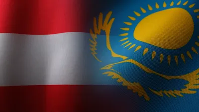 Флаг Австрии и Казахстана , фото - Новости Zakon.kz от 18.03.2026 17:03