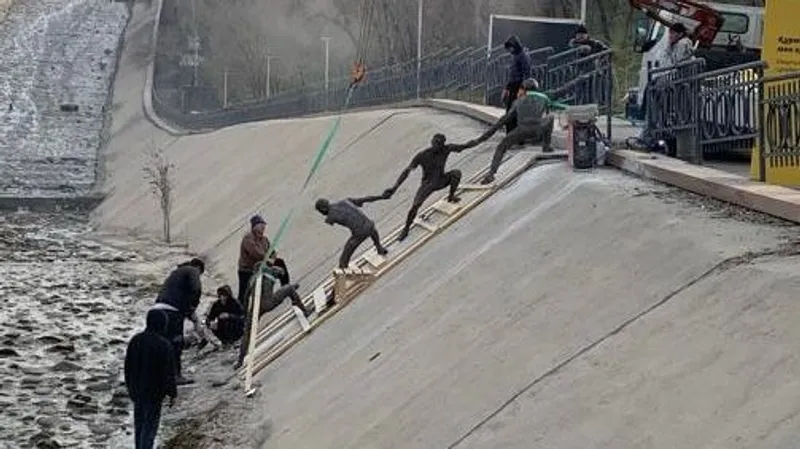 Трогательный подвиг алматинцев превратили в арт-объект