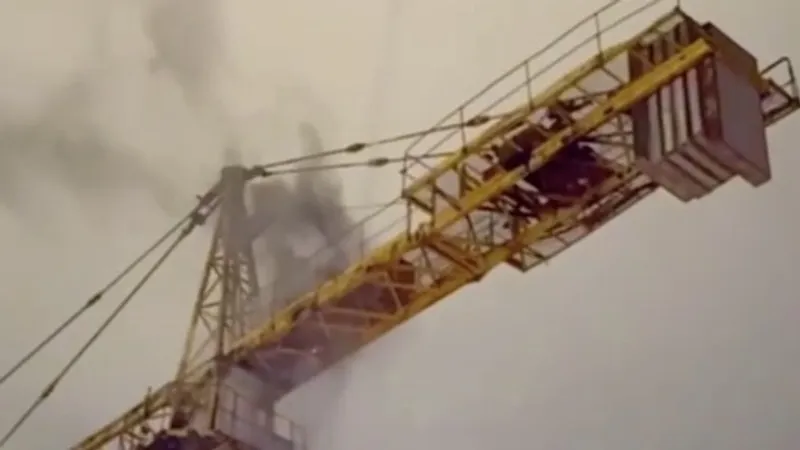 Башенный кран загорелся в Алматы – инцидент попал на видео