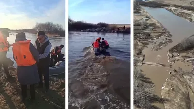 На реке Шагалалы произошел перелив через мост, жители переправлены спасателями, фото - Новости Zakon.kz от 30.03.2026 20:22