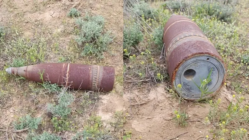 Казахстанец нашел в степи возможный боеприпас