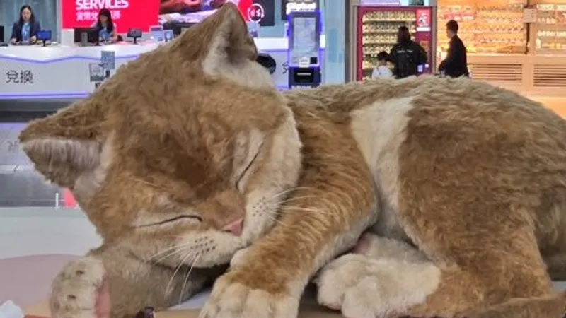 Гигантский кот украсил аэропорт Гонконга