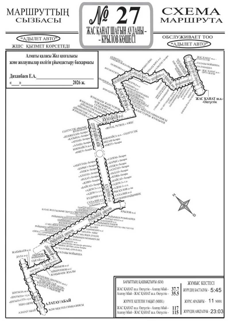 новая схема движения маршрута №27, фото - Новости Zakon.kz от 30.04.2026 17:03