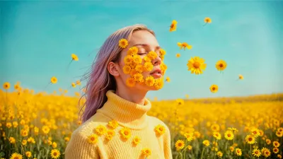 Человек, цветы, природа