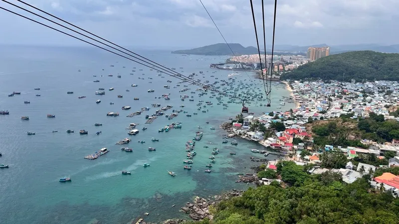 корабли, море, канатная дорога