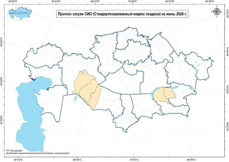 карта засухи, фото - Новости Zakon.kz от 03.06.2026 18:01