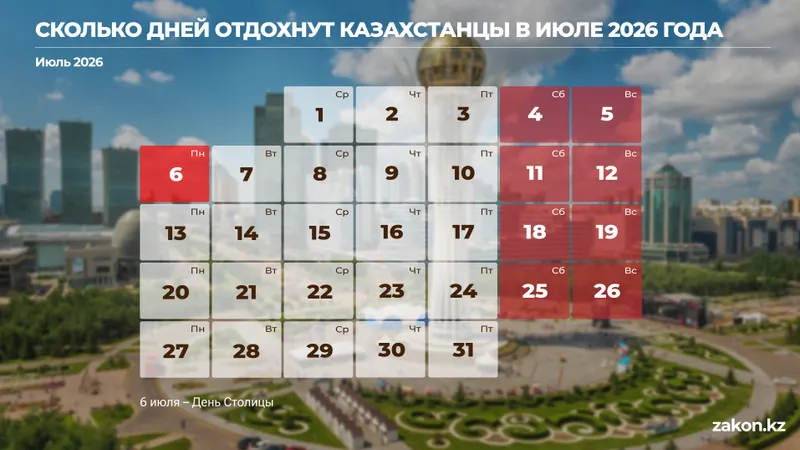 отдых в июле 2026 года, фото - Новости Zakon.kz от 10.06.2026 09:46