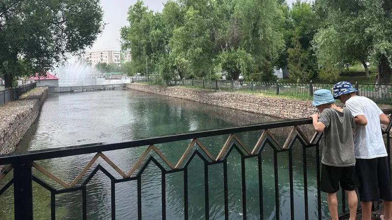 Речка в Шымкенте, жара, зной