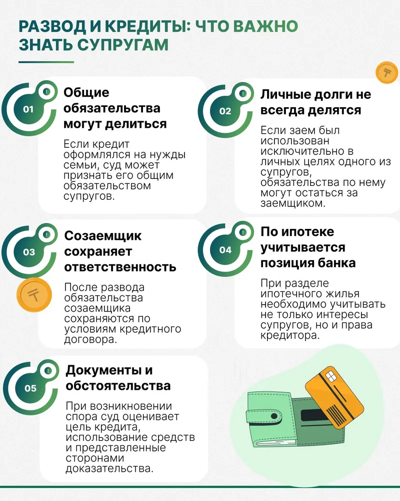 инфографика, развод и кредиты, что важно знать супругам, фото - Новости Zakon.kz от 17.06.2026 17:35