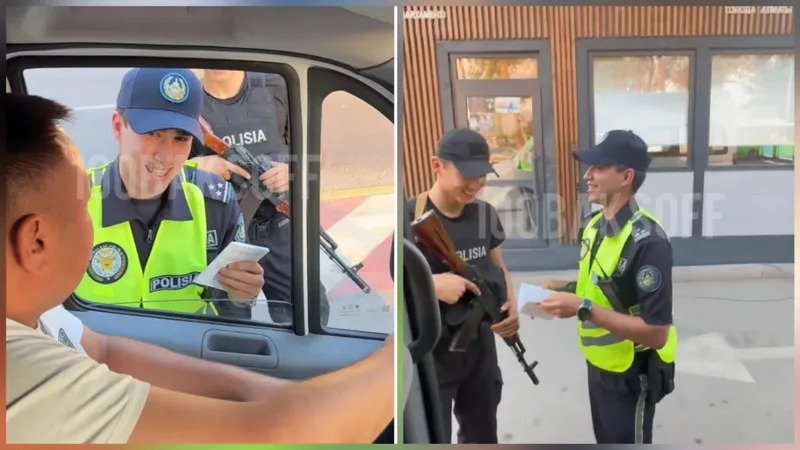 полицейского засмущали в Алматы