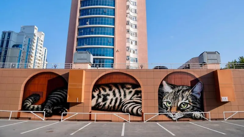мурал, кот