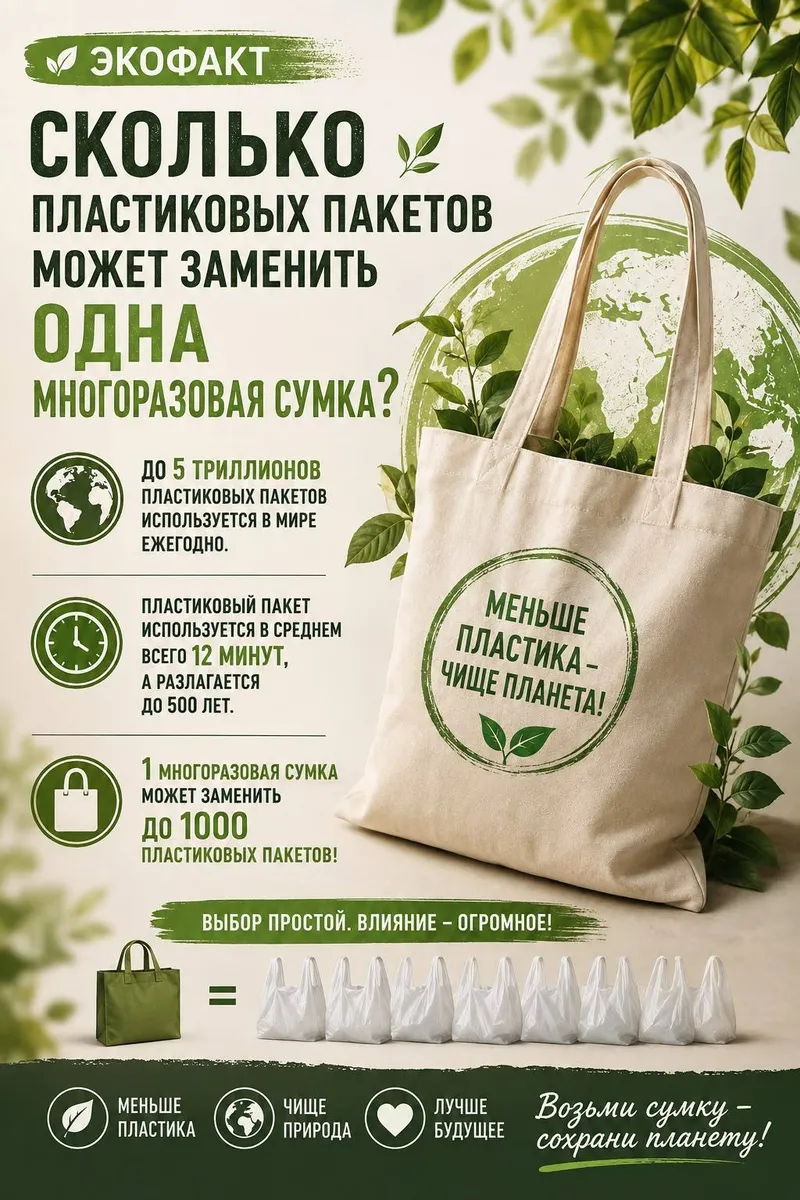 экофакт, инфографика, пластиковые пакеты, многоразовые пакеты, фото - Новости Zakon.kz от 11.08.2026 09:35
