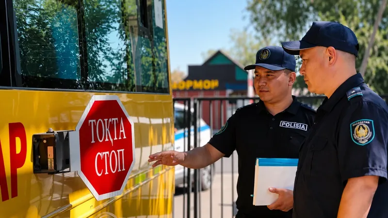 Полицейские, школьный автобус 