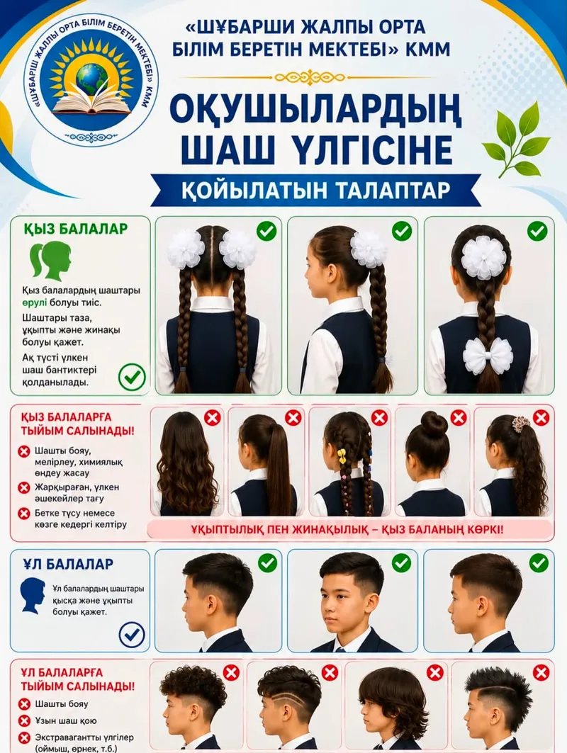 требования к внешнему виду и прическе учащихся, фото - Новости Zakon.kz от 01.09.2026 18:28