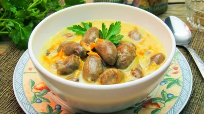 Рецепт, куриные сердца, сметана