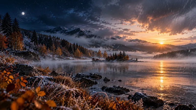 Ночь, утро, заморозки, осадки, природа  