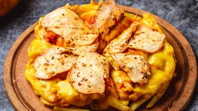 Курица, сыр, посуда
